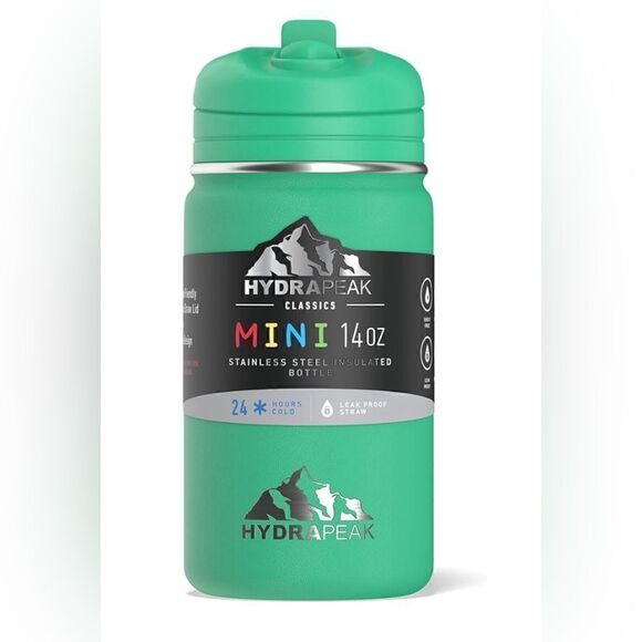 Hydrapeak Mini 14oz Kids Water Bottle Insulated Water Stainless Steel (Jade) - Picture 1 of 4